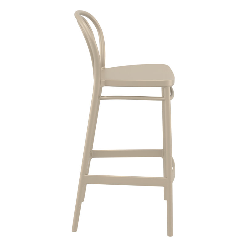 Tabouret de bar à dossier plein 41,7 po Farrah, Taupe, Tabouret de bar (siège d'une hauteur de 29,5 po)