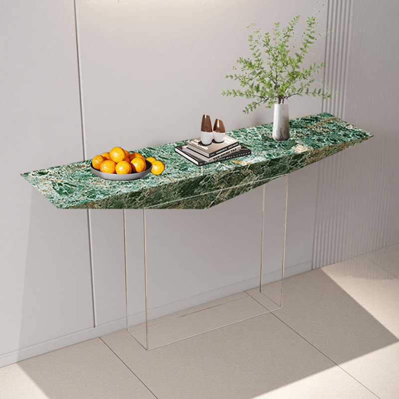 Console en pierre avec base en acrylique, H 33,46 po x l 63 po x P 14,96 po, Vert
