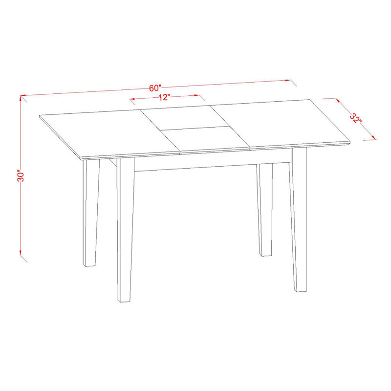 5 Piece Modern Dining Table Set Includes a Rectangle Wooden Table with Butterfly Leaf and 4 Faux Leather Dining Room Chairs, Mahogany