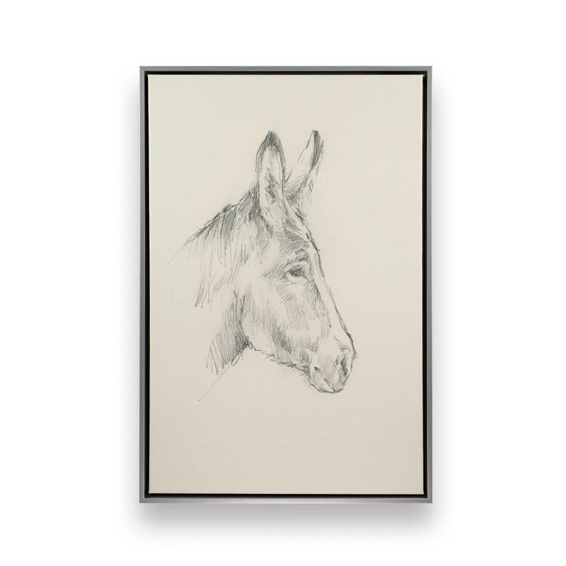 «Donkey Study I» par Ethan Harper, reproduction d'art, H 32 po x l 24 po, Argent argent