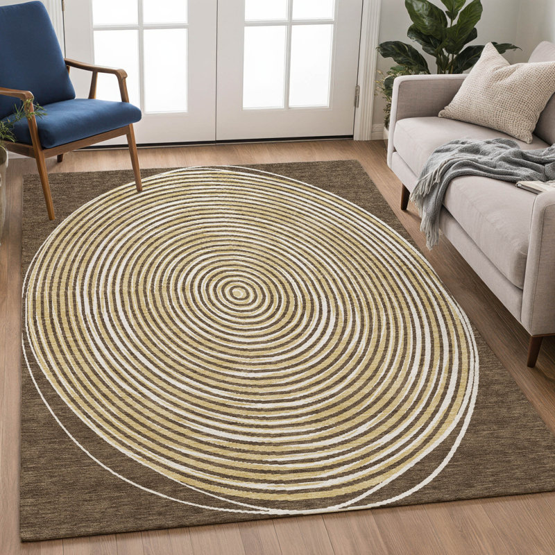 Machine Washable Indoor/Outdoor Chantille ACN2647 Geometric Rug, Chocolate, 2'6" x 3'10"