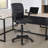 Reza Swivel Drafting Stool, Adjustable Arms, Footring, Black Faux Leather-128712387