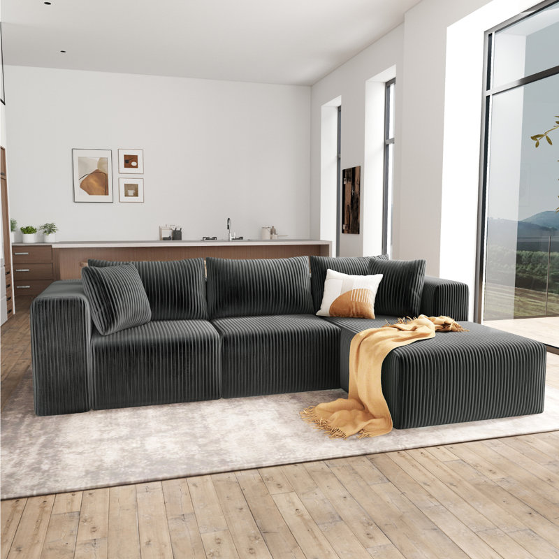 Canapé modulaire Boneless 109 po Cloud, Orienté à droite, Gris
