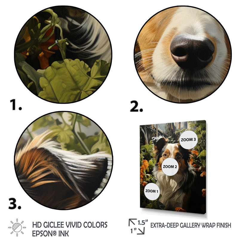 «Zaakira Dog Canine Companion Pastoral II», reproduction d'art sur toile, H 44 po x l 34 po x P 1,5 po, Noir