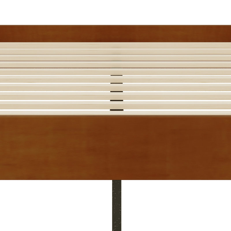 Base de lit plateforme contemporaine au style épuré, Brun