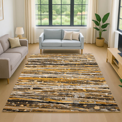 Premium Machine Washable Mayfield AMF2126 Striped Rug
