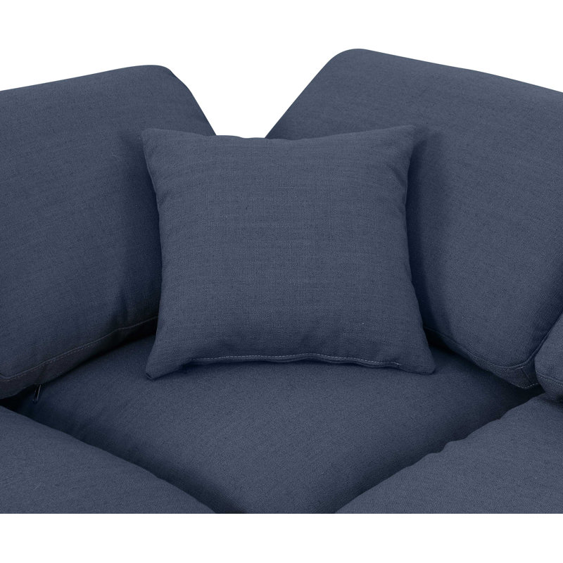 Canapé modulaire rembourré 4 pièces Izzet, Tissu texturé en lin bleu marine