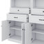 Armoire de rangement pour salle de bain combinée - panneau de fibres à densité moyenne durable avec quatre portes, tiroirs, tablette réglable et six tablettes ouvertes