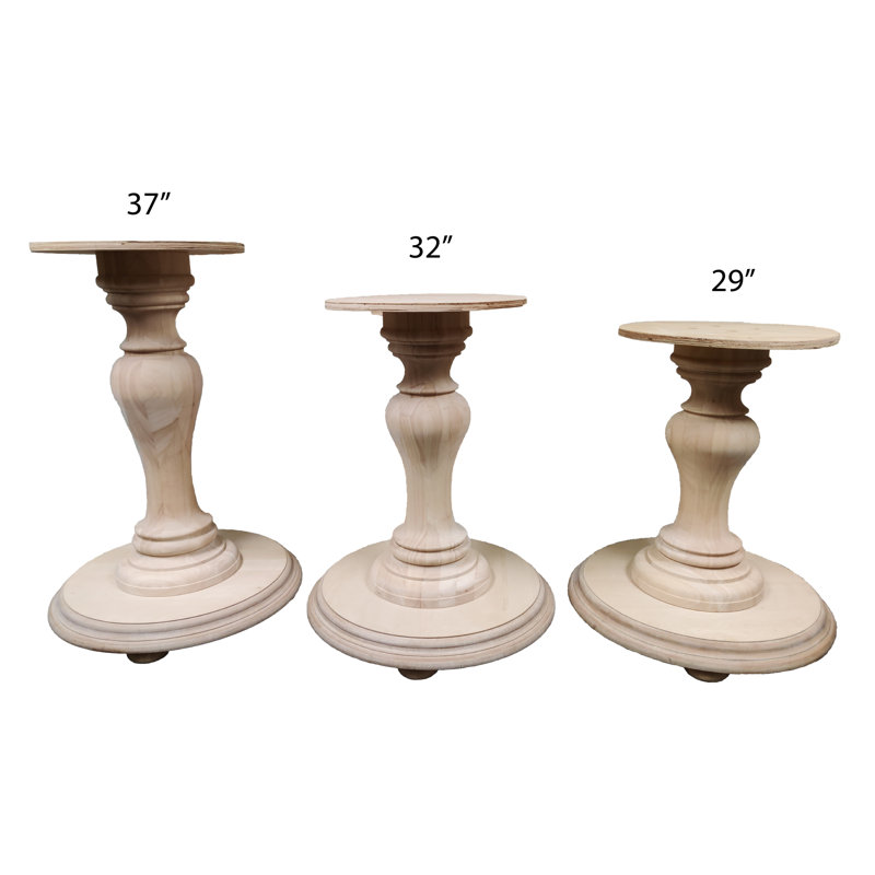 Bradford 32" Light Brown Solid Hardwood Pedestal Table Base