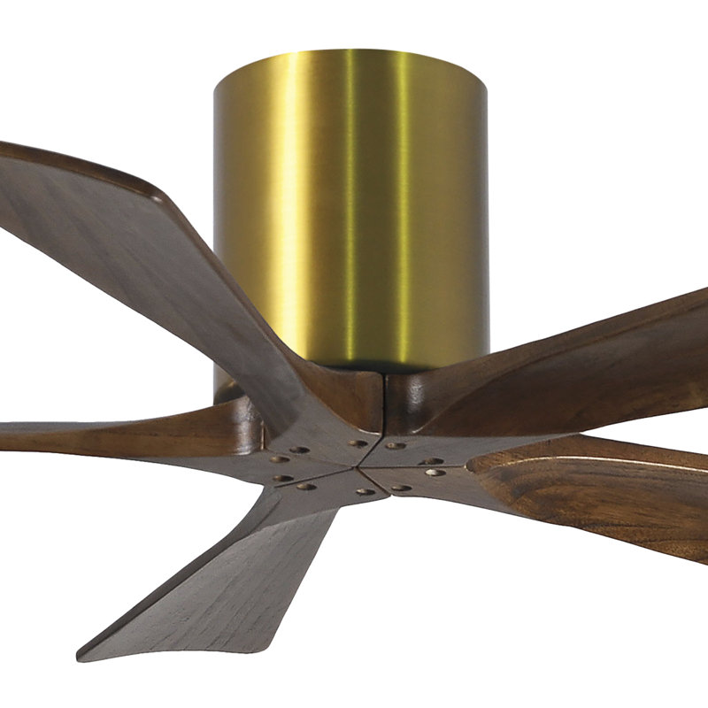 Ventilateur à pales encastré 5 pales Irene, 42", Laiton brossé, Ton noyer