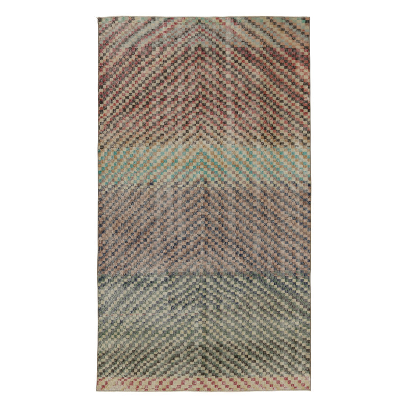 Distressed One-of-a-Kind 5'4X9'4 Hand Knotted Area Rug