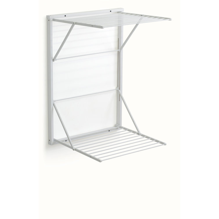Wall Clothesline Wood Foldable Wall-mounted Drying Rack Rebrilliant Colour: White