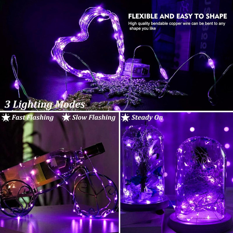 12 Pack LED Fairy Lights Battery Operated, Mini String Lights Waterproof  20 Led Firefly Starry Lights For Wedding Party Bedroom Garden Christmas Decoration
