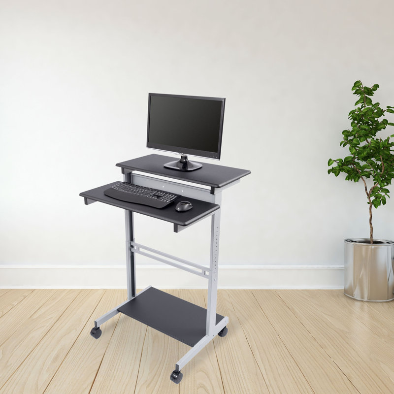 Bureau debout à hauteur ajustable Rolling, H 46,1 po x l 31,5 po x P 28,8 po, Noir / argent
