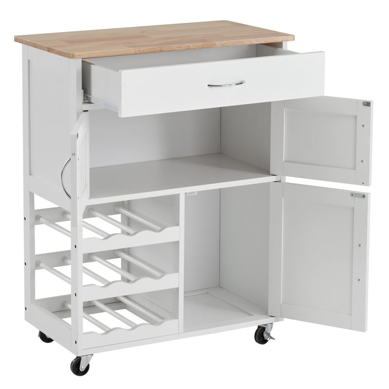 Adely Solid Wood Top Kitchen Cart