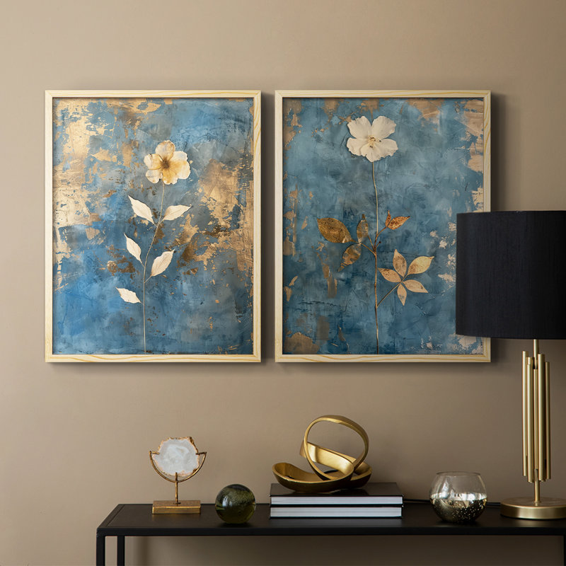 FLORAL Series XLIII - reproduction encadrée de qualité supérieure - prête à être accrochée - aucun clou requis - aucun clou requis