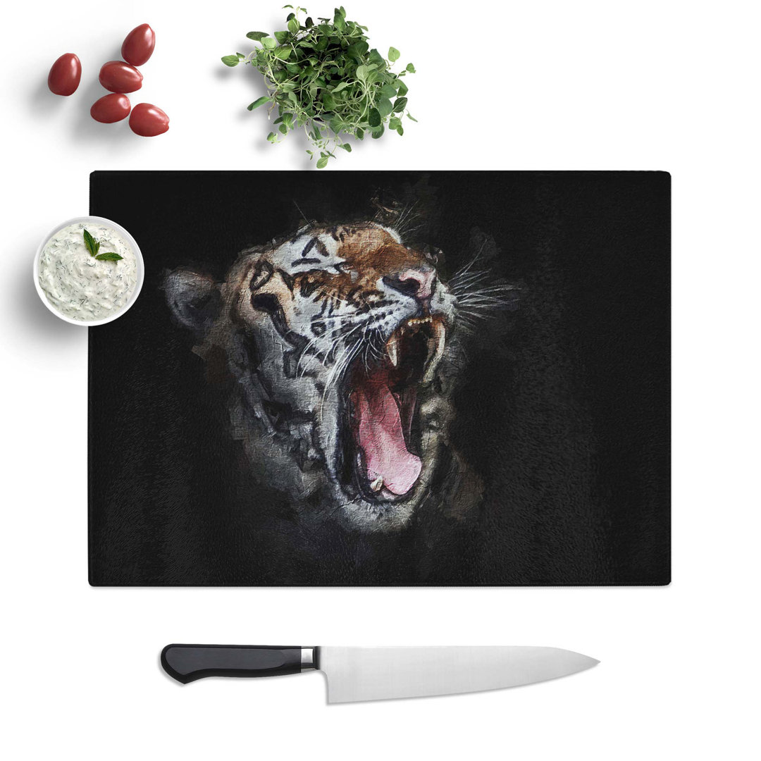 Tempered Glass a Yawning Tiger Chopping Board