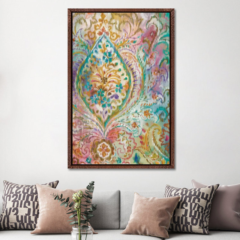 Boho Paisley - Painting on Canvas, 152.5 cm H x 101.5 cm W, Classic Wood Floater Framed