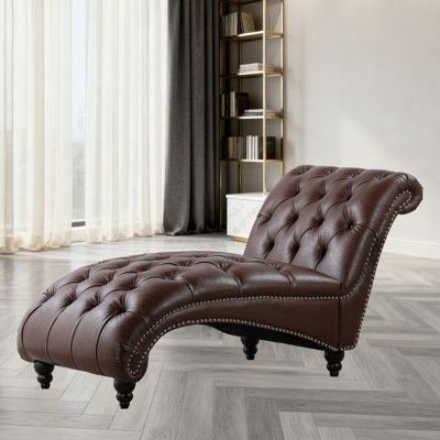 Tufted Armless PU Leather Chaise Lounge