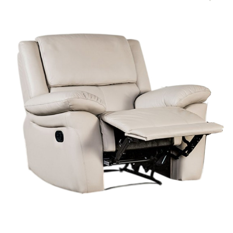 Larus Manual Recliner Chair, Pillow Top Arms, Off White Leather Match, Off White