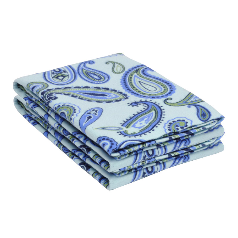100% Cotton Flannel Paisely Pillowcase, King, Light Blue