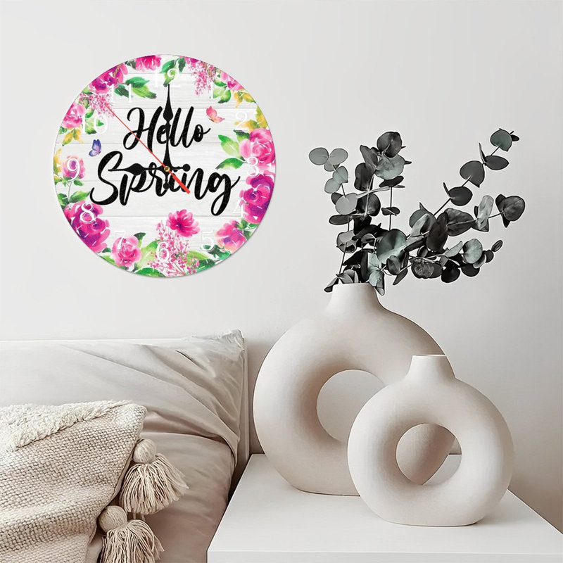 Horloge murale en bois 10 po, mouvement silencieux, à piles (piles AA non incluses), décor artistique, parfait pour les décorations