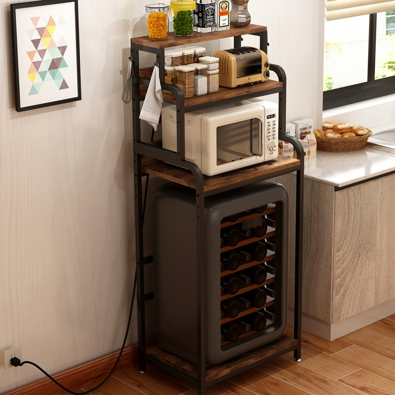 Mini-support de réfrigérateur brun avec rangement, multi-usage dans divers espaces, matériaux robustes de rangement à 4 niveaux pour dortoir et salon, espace spacieux et design