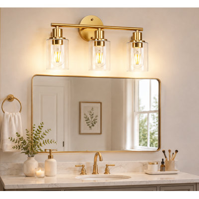 3-Light Gold Bathroom Light Fixtures