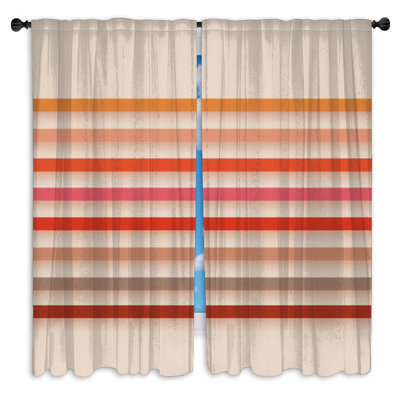 Rideaux de fenêtre colorés et horizontaux à rayures transparentes et obscurcissantes - 2 panneaux