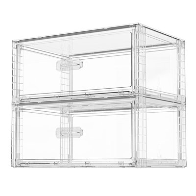 2 Pack Large Clear Stackable Storage Drawers 27qt, Easily Assemble Plastic Closet Storage Bins, Dust-proof Underbed Organizer For Clothing, Sweater Organization