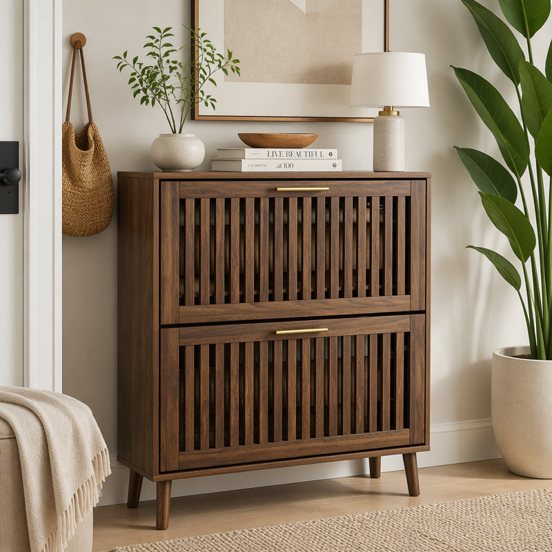 Armoire à chaussures en noyer de 31,5 po