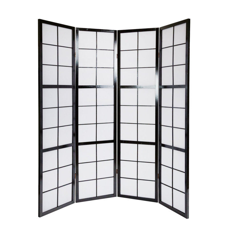 Bastian Room Divider, 4 Panels, Black