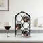 Support à vin de comptoir moderne pour 6 bouteilles avec design en métal arqué et poignée en bois, rangement peu encombrant pour la cuisine, le bar ou l'armoire