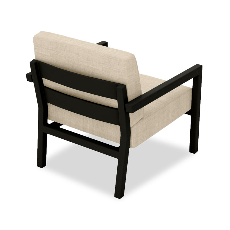 Vivant Patio Chair with Sunbrella® Cushions, Canvas Flax Sunbrella® Canvas, Black