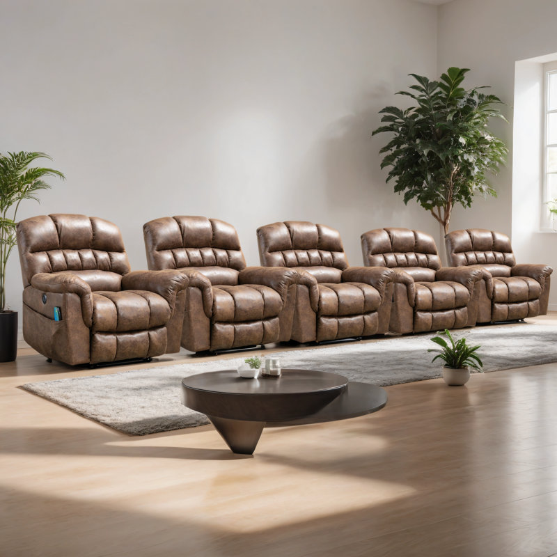 41.3" Wide Oversize Modern Microfiber Power Lift Living Room Set with USB and Heated Massage, Brown