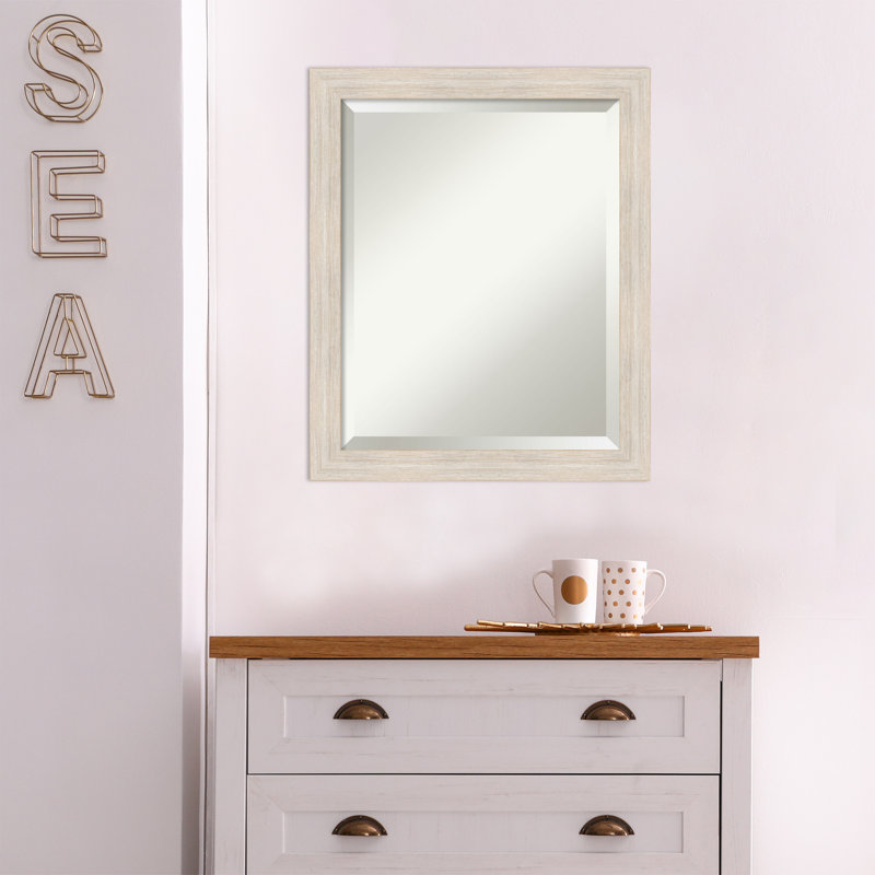 Modeste Flat Mirror, 23" x 19", Distressed White