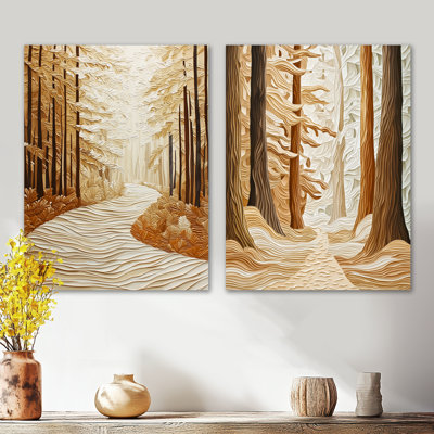 Autumn the Enchanted Path Forest – Woodland Metal Wall Decor Print Set of 2