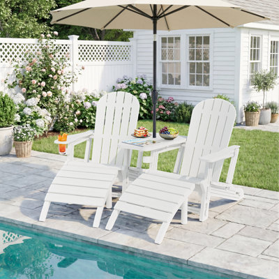  2-Person Outdoor Adirondack Chair with Ottoman