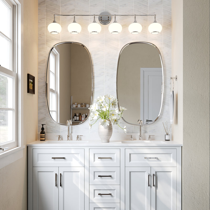 Éclairage de salle de bain à intensité variable 6 lumières, Chrome chrome