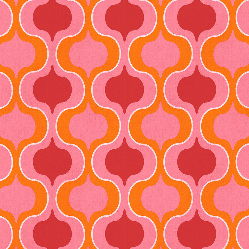 Papier peint géométrique, Orange / rose vif / rouge