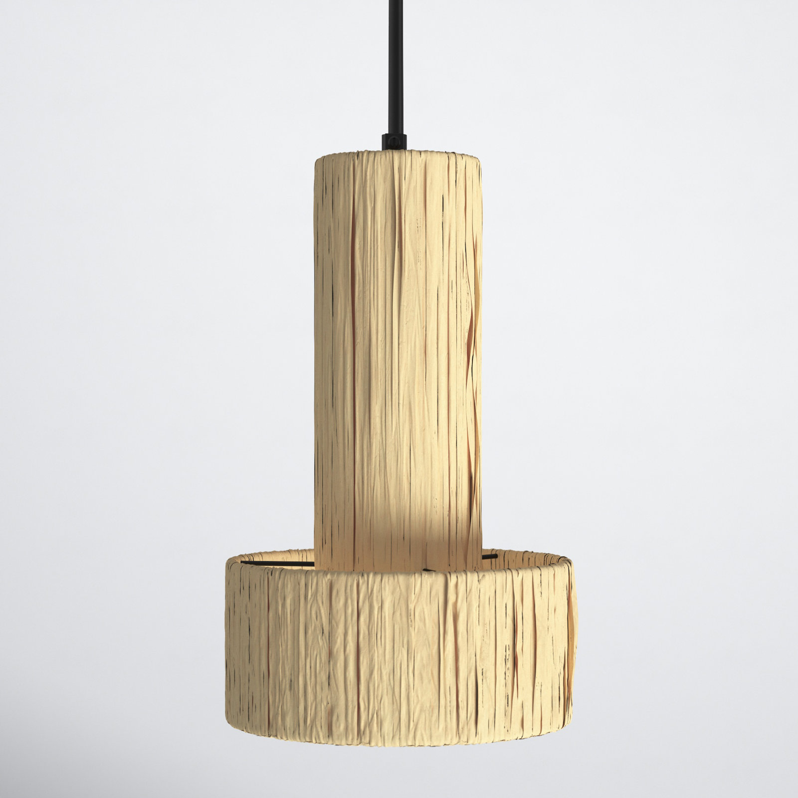 Jalisa Single Light Raffia Iron Pendant, Natural