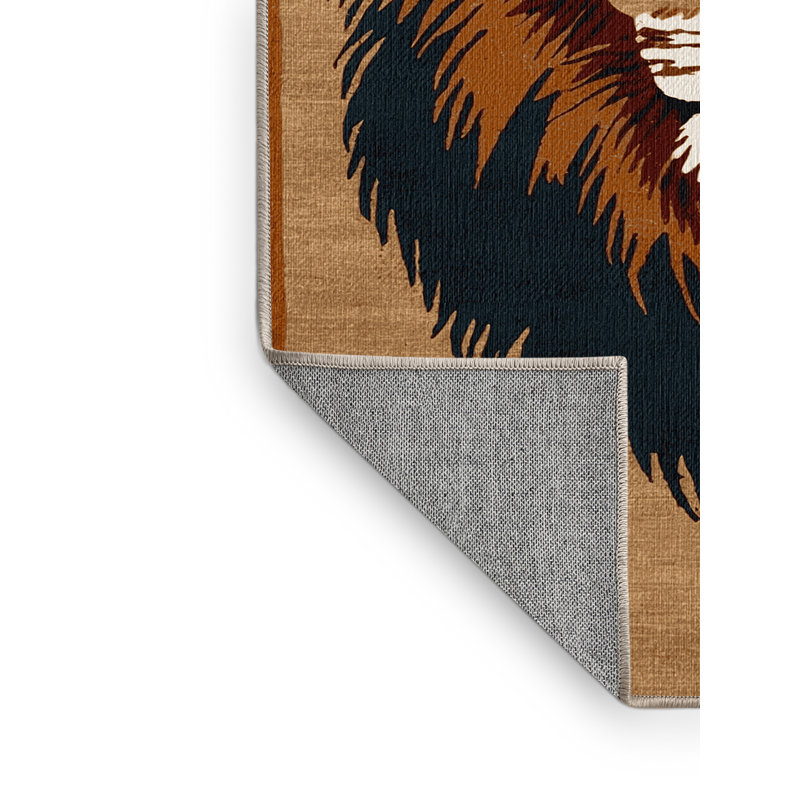  Tapis lavable à gros chats lion Masai, Rond 4 pi