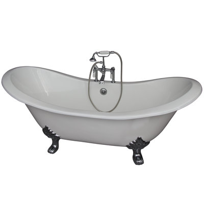 71'' x 30.5'' Soaking Cast Iron Bathtub with Faucet