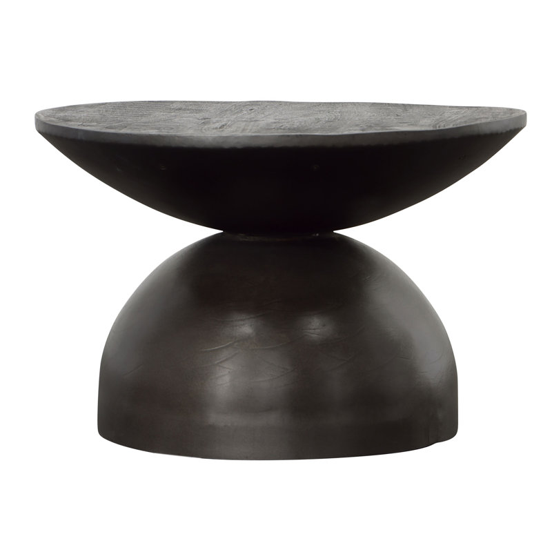  Solid Wood Top with Metal Base Drum End Table