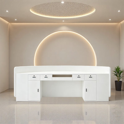 U-Shaped Modern Commercial Reception Desk for Office Front Desk, Business Reception Area, and Lobby