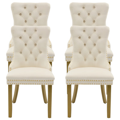 Blakeway Modern Velvet Wingback Tufted Upholstered Dining Chairs with Solid Wood Legs