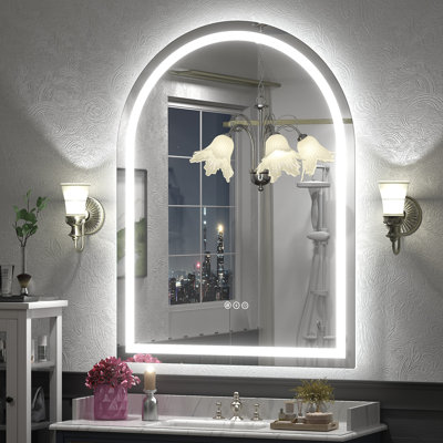 Miroir de salle de bain / de salle de bain en verre trempé anti-buée à DEL certifié UL - Basics by Wayfair ™