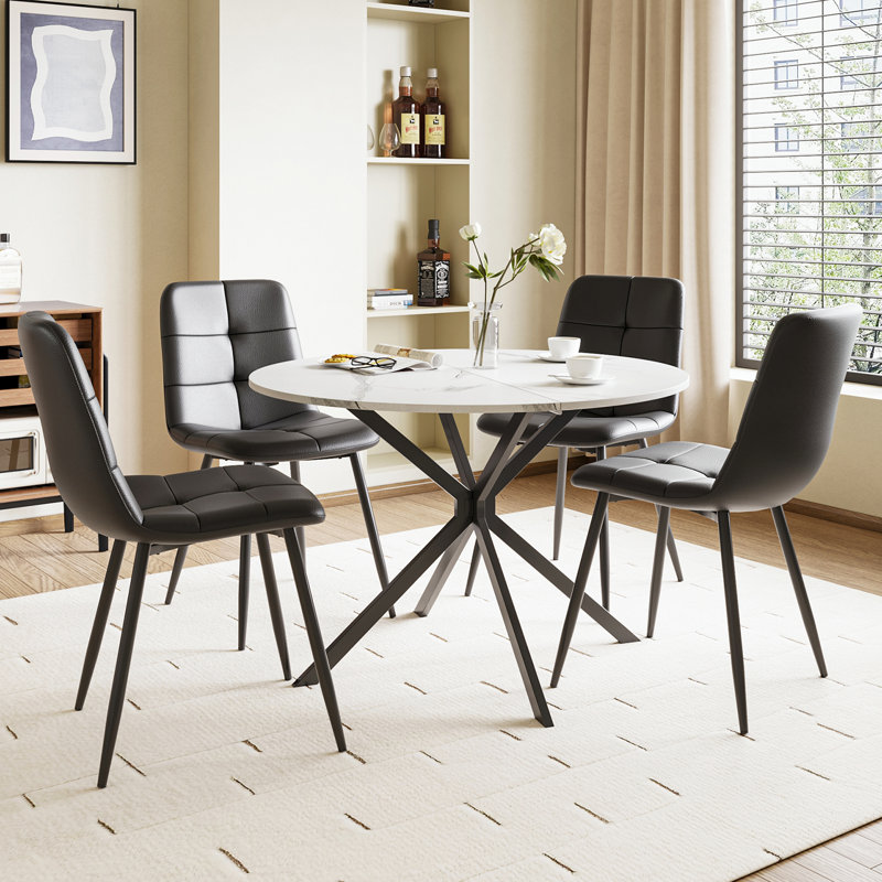 4 - Person Dining Set, White, Black