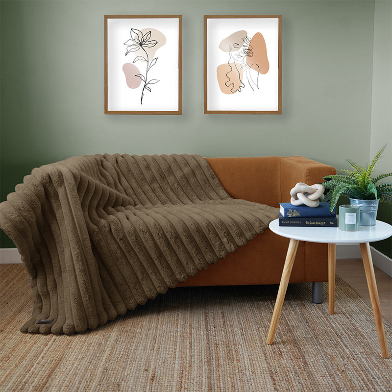 Abderraouf Ribbed Throw Blanket, Brown
