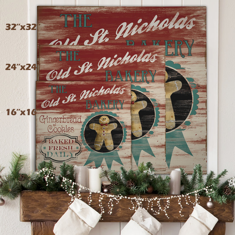 Publicité rétro: St. Nick Bakery - impression, H 32 po x l 32 po x P 1,5 po, Toile tendue